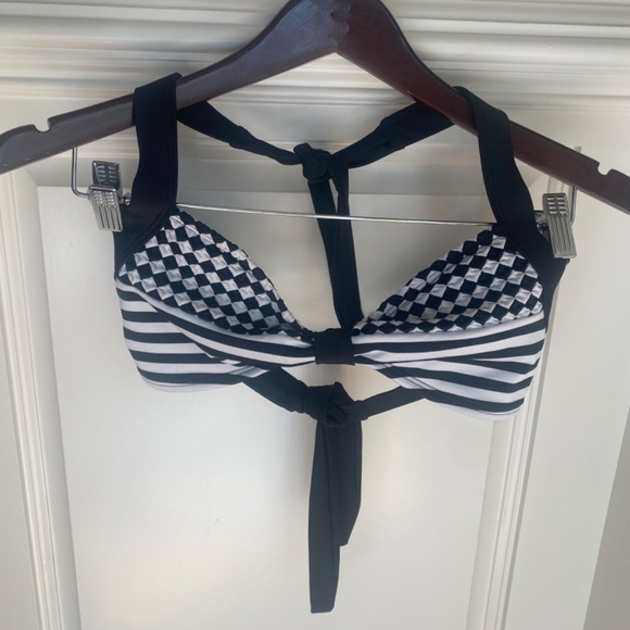 Kenneth Cole Reaction bathing suit top black white Medium - Picture 6 of 9